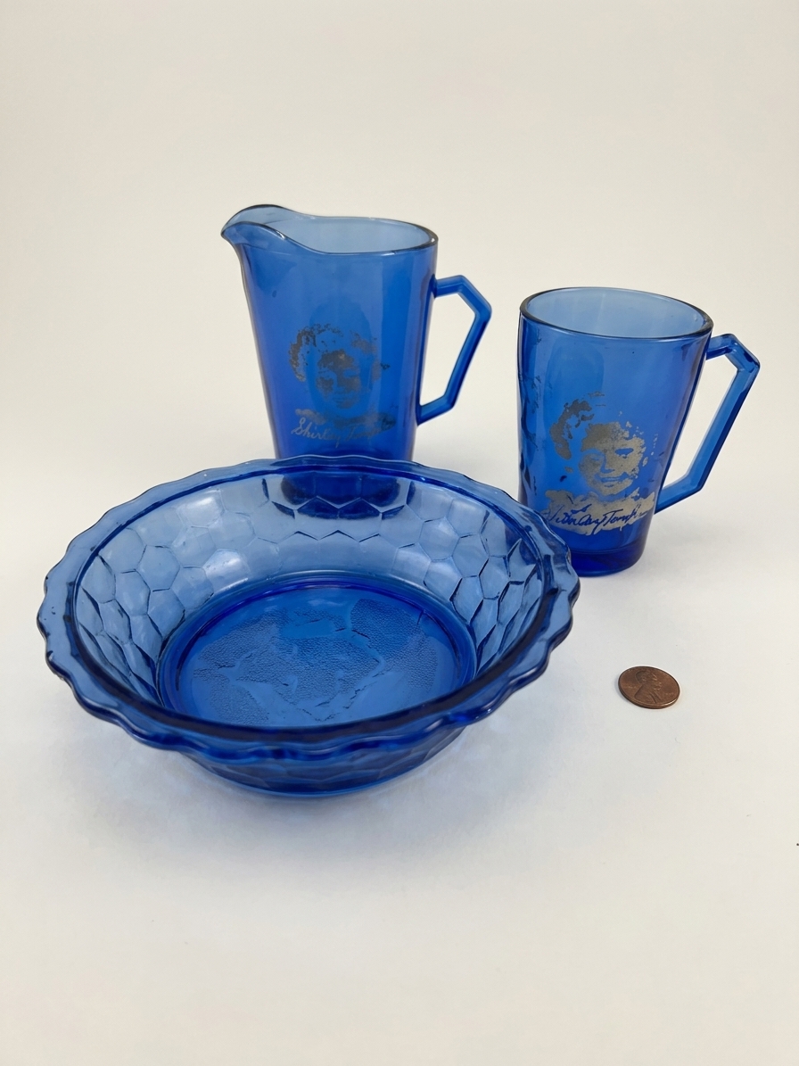 Shirley Temple Cobalt Glass Breakfast Set (3pc)