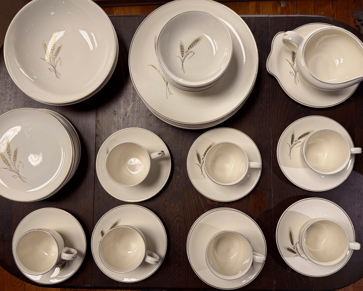 Vintage Wheat-Pattern China Dinnerware Set (Service for ~8)