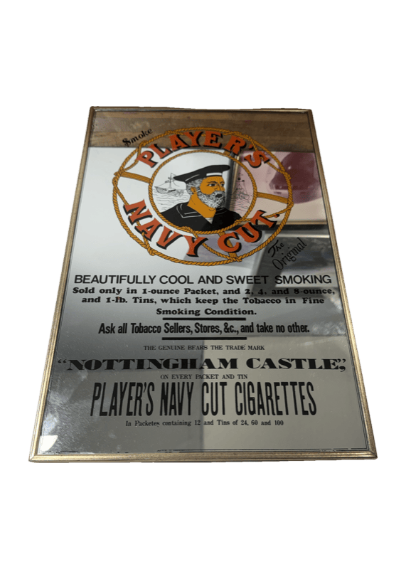 Player's Navy Cut Cigarettes Pub Advertising Mirror — Norleans Japan, Gold Frame