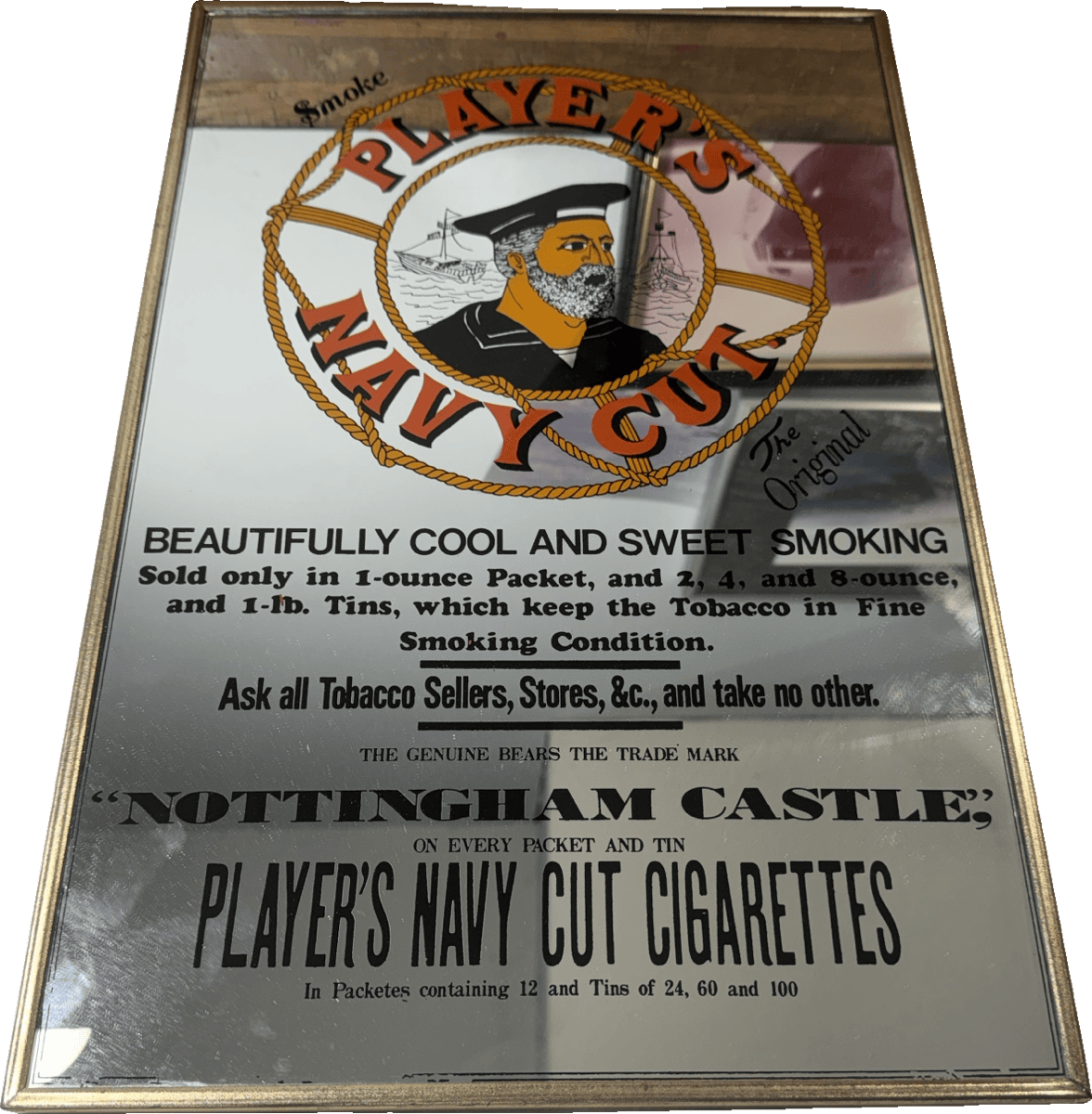 Player's Navy Cut Cigarettes Pub Advertising Mirror