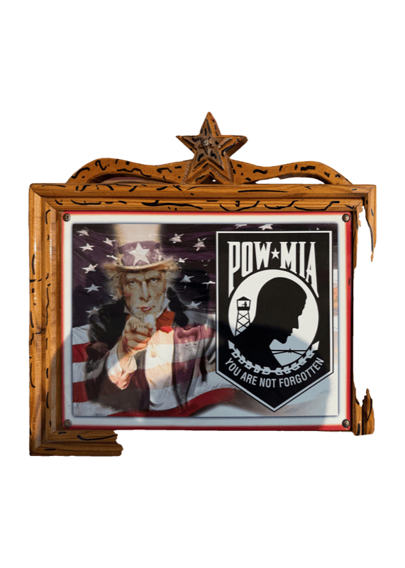 POW-MIA 'You Are Not Forgotten' Print in Folk-Art Painted Frame with Handles