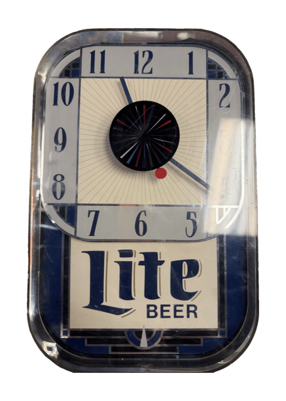 Miller Lite Beer Advertising Wall Clock — Lakeside Ltd, Dated April 28 1992
