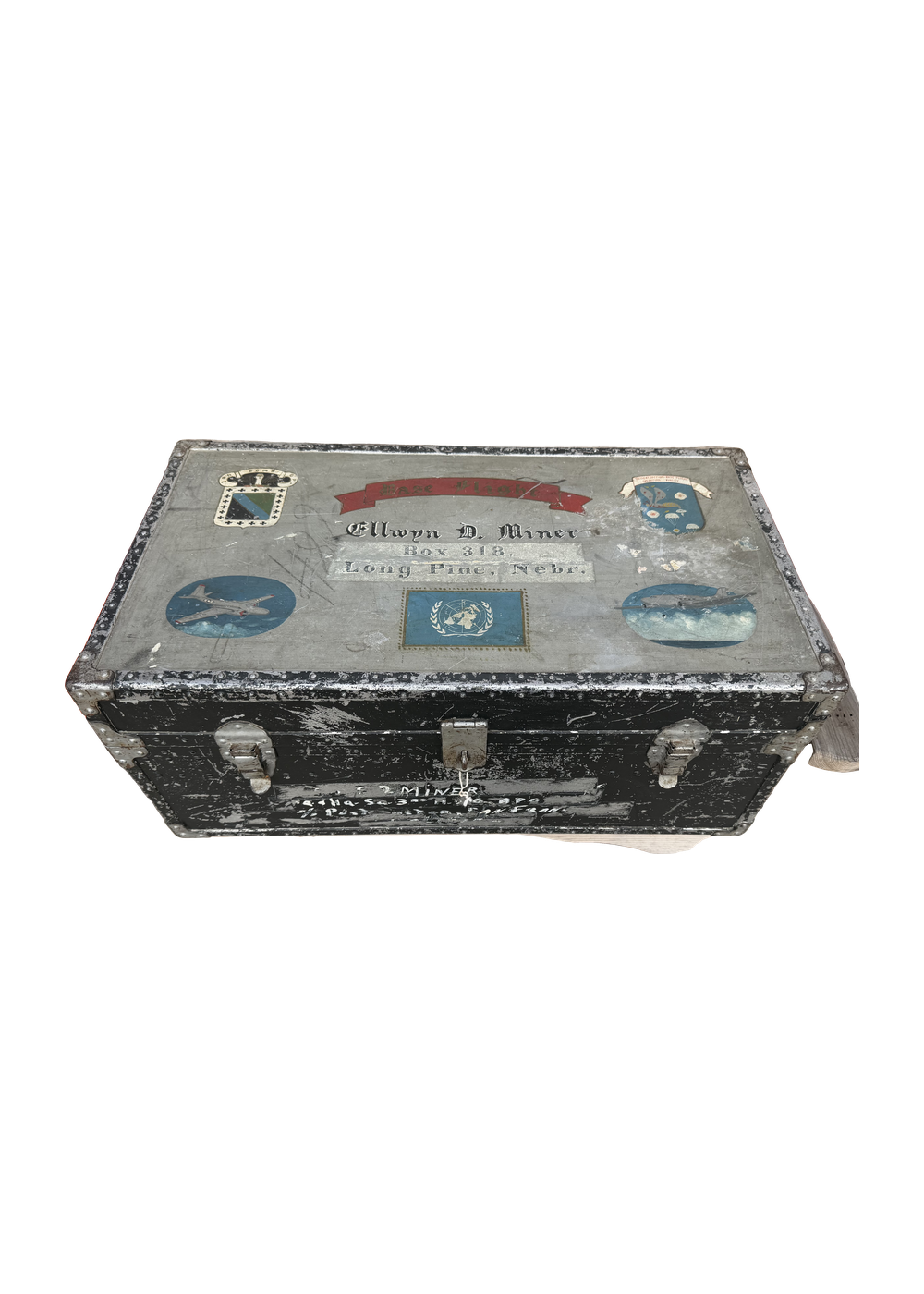 Korean War-Era Hand-Painted Military Footlocker — Ellwyn D. Miner, Long Pine, Nebr.